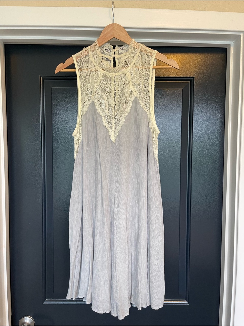 Altar'd State Cream Lace Light Blue Dress